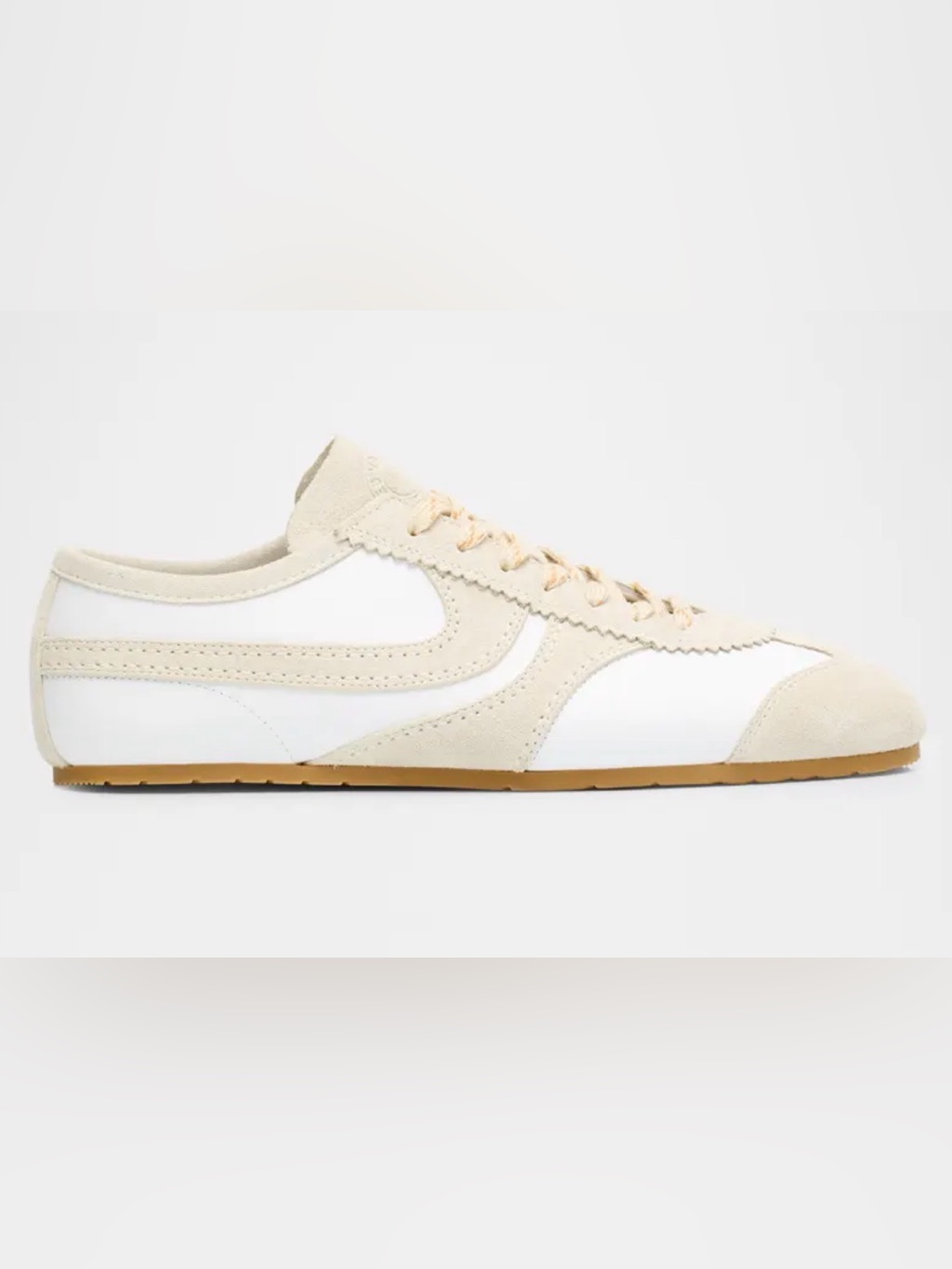 Dries Van Noten White And Beige Suede-Trim Retro Low-Top Sneakers